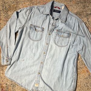 Men's Light Blue Levi’s Levi Strauss Vintage Denim Snap Front Denim Shirt L